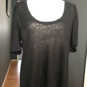 ALC Linen Scoop Neck Black Tee